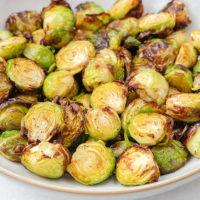 bowl of crispy brussels sprouts on counter