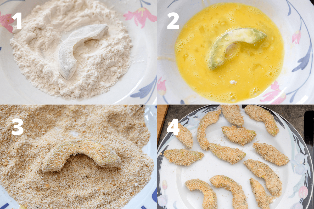 steps to breading air fryer fries flour egg breadcrumbs