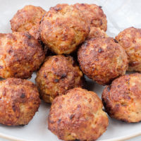 air fried meatballs in white dish