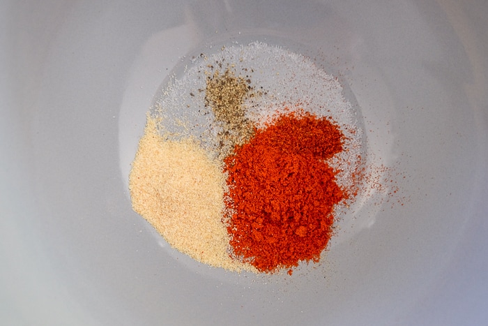 blend of spices in grey bowl unmixed
