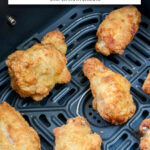 chicken wings in black air fryer with text overlay 