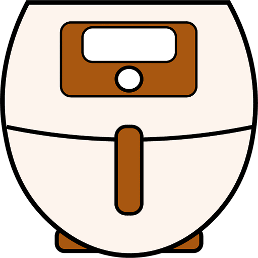 simplyairfryer favicon illustration of air fryer with orange handle.