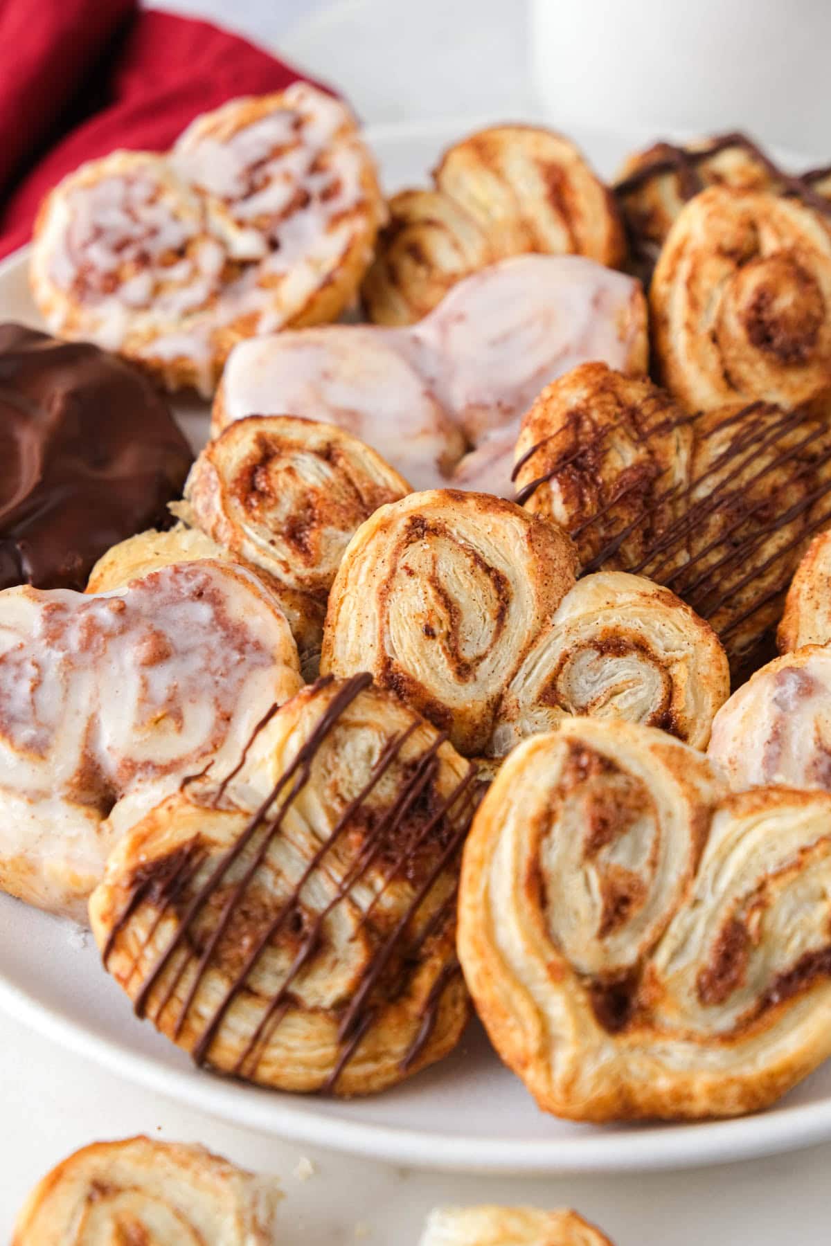 crispy puff pastry hearts on plate.