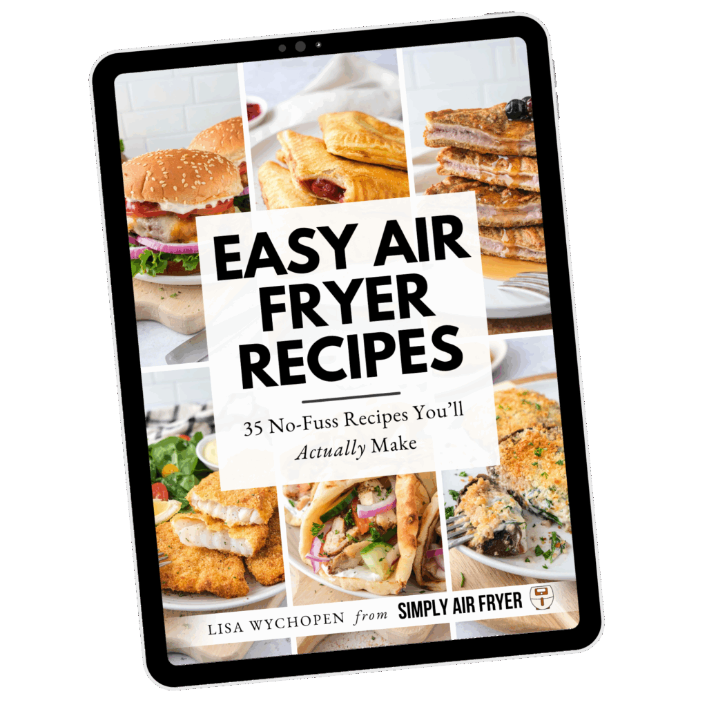 Easy Air Fryer Recipes eBook on tablet.